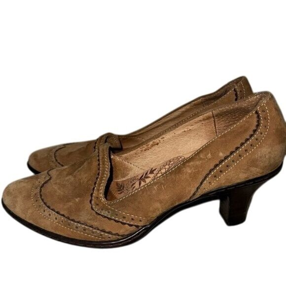Vintage Sofft Brown Suede Heeled Loafers Womens Size 7 - Picture 4 of 7
